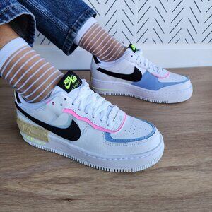 ❤️Nike Air Force 1 Low Shadow Sz 9.5 Womens Shoes Sneaker White Blue FJ0735-100